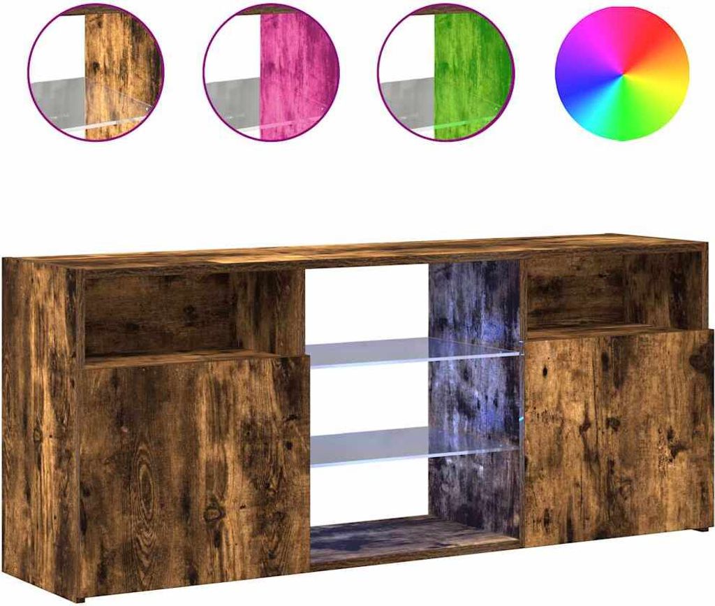 vidaXL TV-Schrank mit LED-Leuchten Räuchereiche 120x30x50 cm