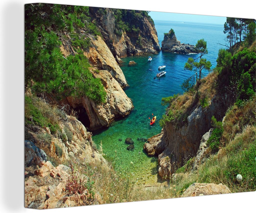 OneMillionCanvasses - Leinwandbilder - 140x90 cm, Schlucht an der Costa Brava, Wandbilder Kunstdruck Wanddekoration