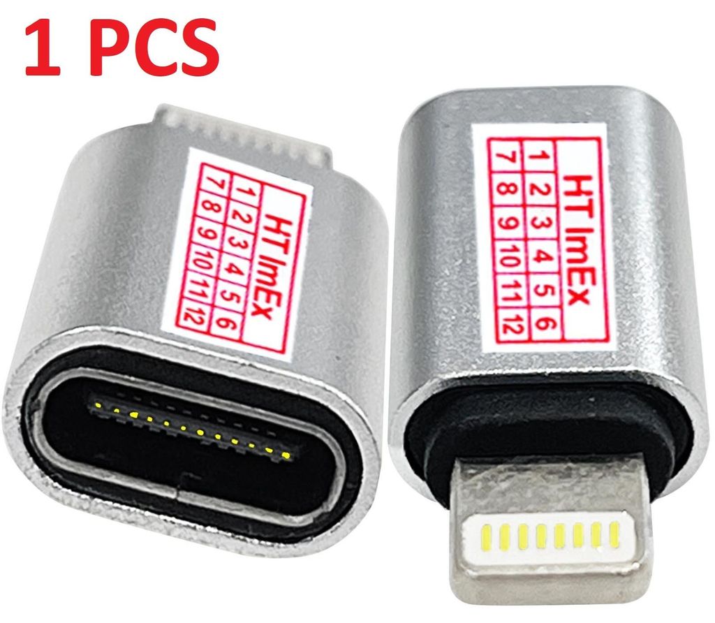 USB-C zu 8-Pin-Adapter Buchse Stecker Silber kompatibel mit iPhone 6, 6 Plus, 6s Plus