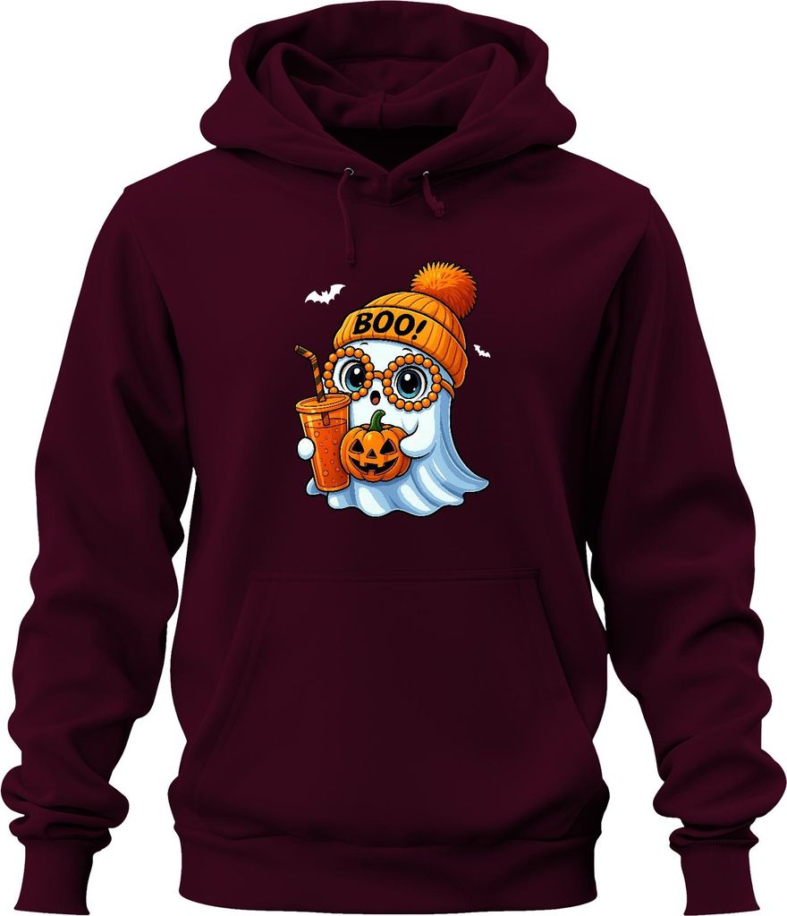 Halloween BOO Geist Kürbis SüßesOderSaures Niedlich Kinder Herbst Uni Hoodie Kapuzenpullover, Burgundy, XL