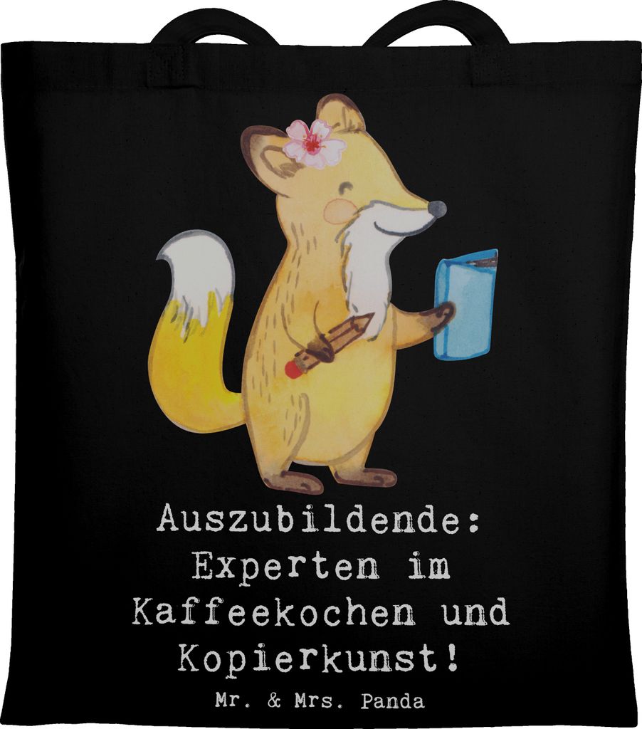 Mr. & Mrs. Panda Shopping Tasche Auszubildende Kaffeekünstler - Schwarz - Geschenk, Jutebeutel, Beruf, Berufsausbildung, Experten, Berufsgestaltun...