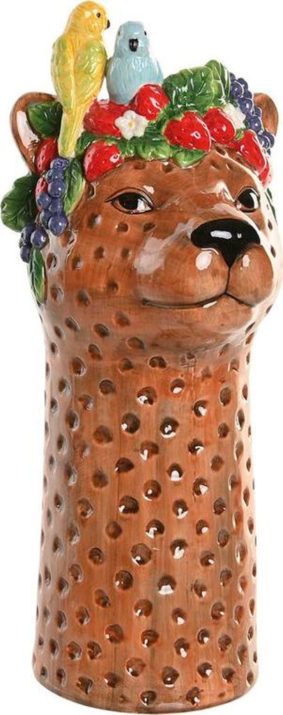 Vase Home ESPRIT Braun aus Keramik Tropical 16 x 16 x 38 cm