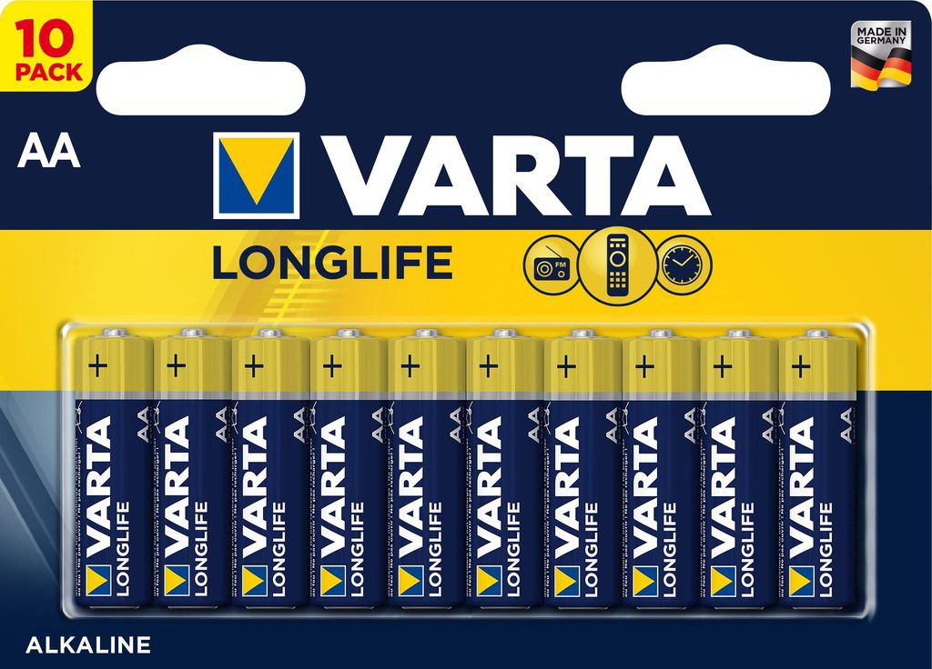 VARTA Longlife Mignon AA: Scopri la confezione da 10 Immagine del prodotto 