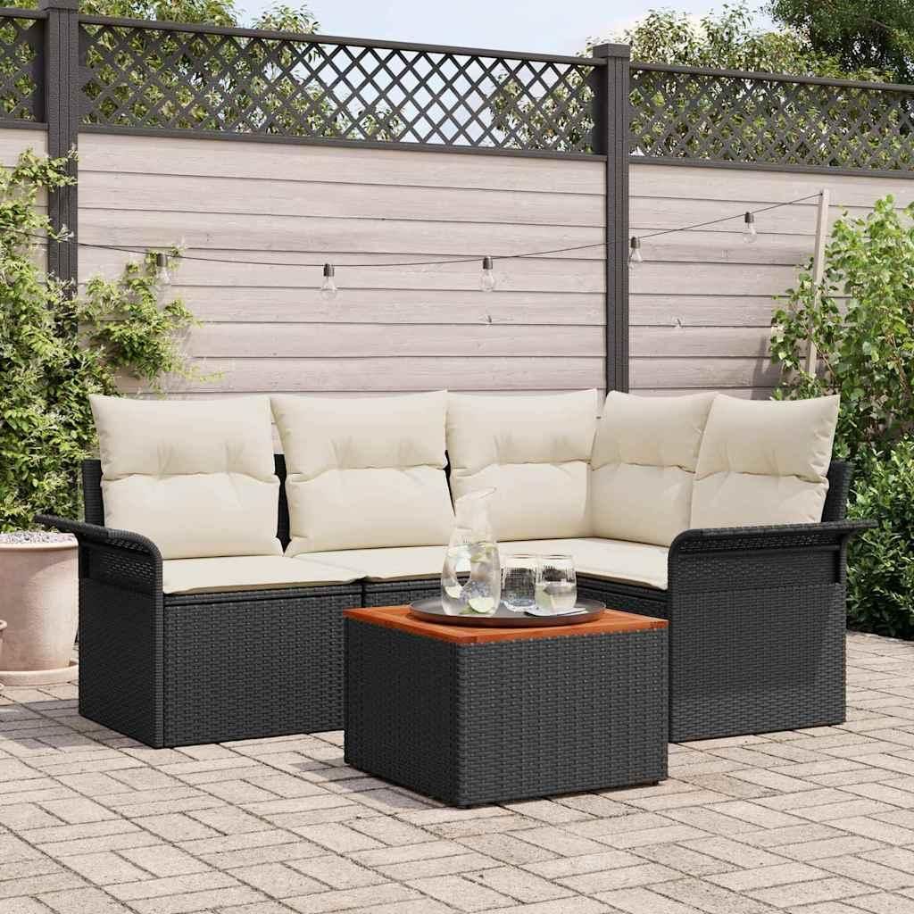 Maison Exclusive - Gartensofa-set mit Kissen 5 pcs Schwarz Poly-Rattan