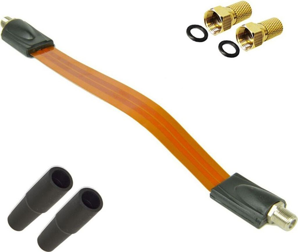 PremiumX Sat Fensterdurchführung 2x F-Stecker 2x Gummitüllen Flachkabel Set
