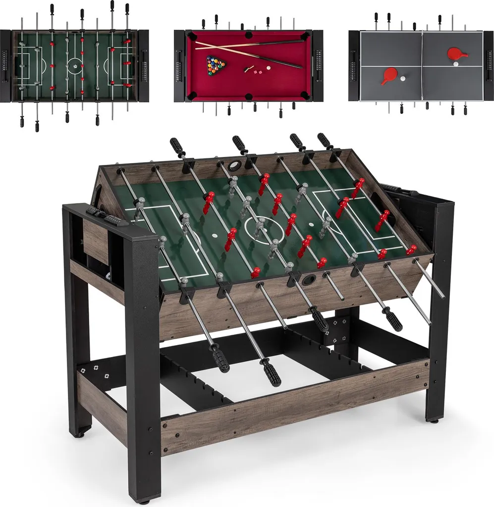 COSTWAY Table de Jeu 3 en 1 Pivotante avec Billard et Baby-foot