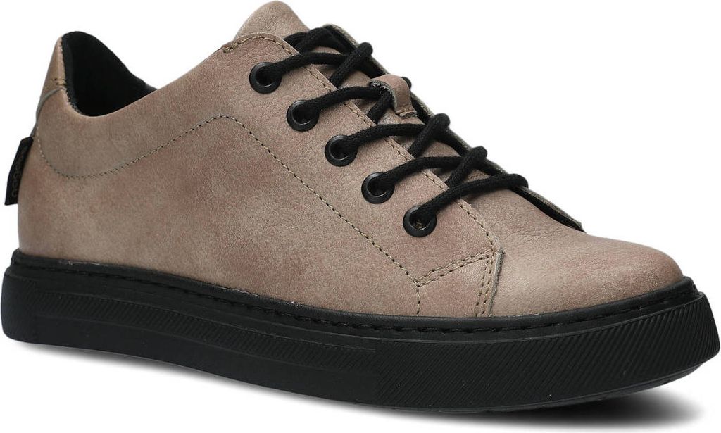 NAGABA Sneaker Damen Halbschuhe Echtleder Sportschuhe Schnürschuhe Beige, 37