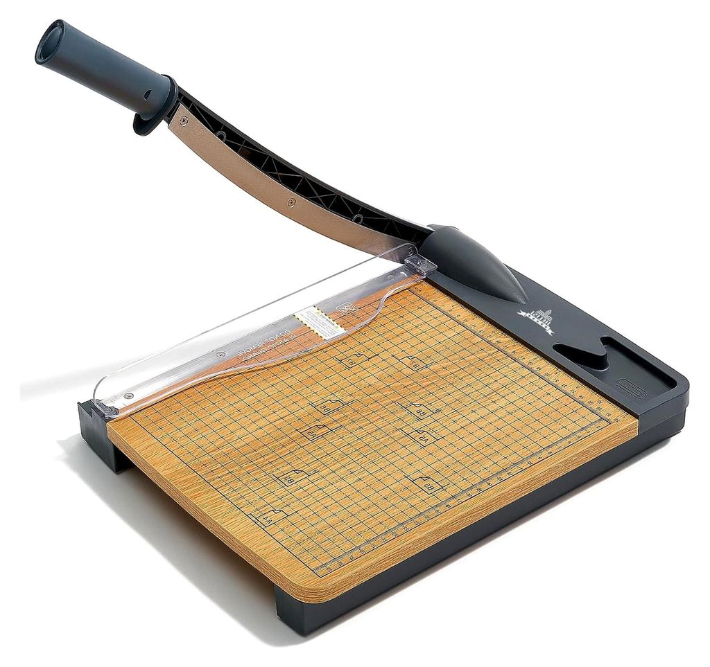 Holz-Guillotine-Papierschneider (Bis 80g A4, 16 Blatt Schneidleistung) Manuelle Schneidemaschine, Hebelschneider für Papier und Fotos, hohe Präzi...