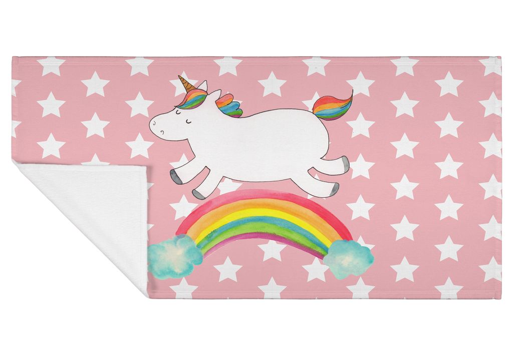 Mr. & Mrs. Panda Handtuch Einhorn Regenbogen - Rot Pastell Produktbild 