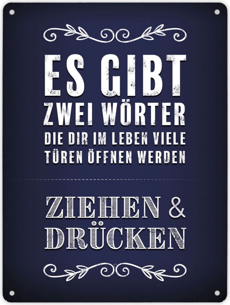 Metallschild XL mit Spruch: Es gibt zwei Wörter, die ... Schild Blechschild