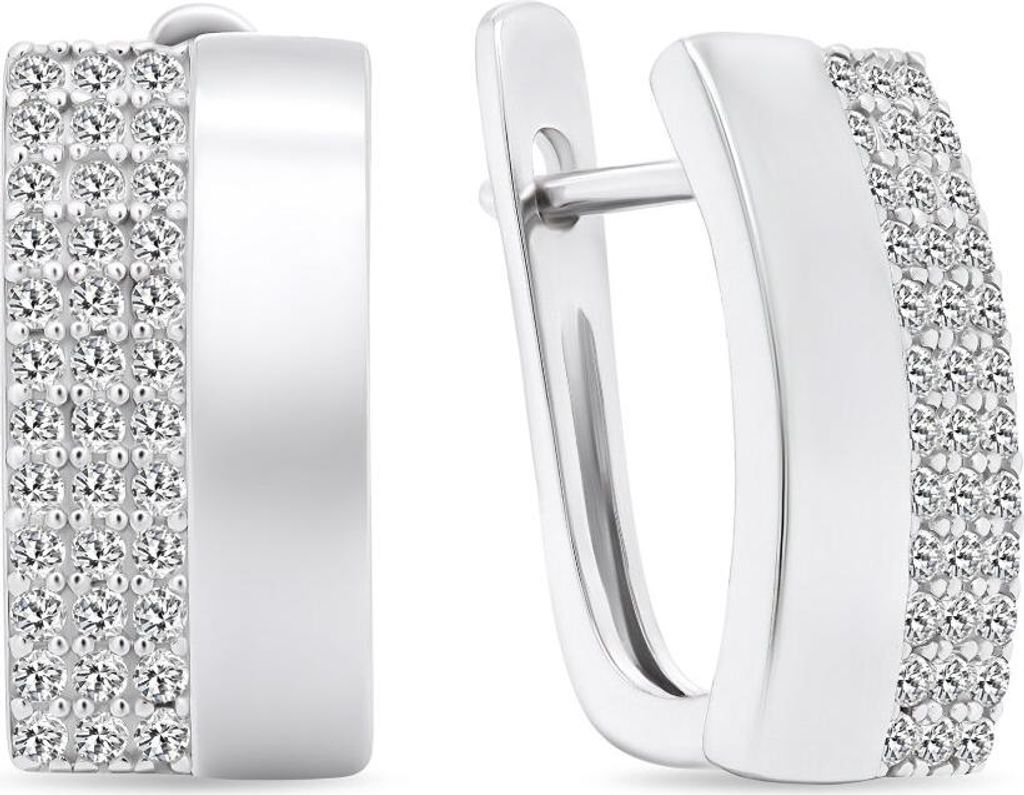 Distinctive silver earrings with zircons EA567W