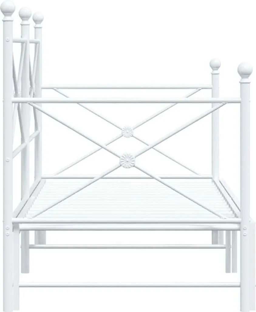 Lit de jour en acier blanc avec sommier extensible 90x200 cm robuste - 7