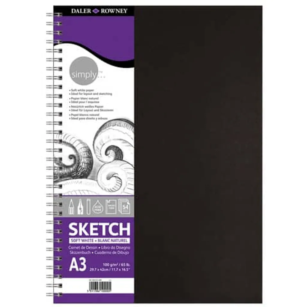 Support Dessin A3 pour Étudiants Art Daler Rowney Simply Sketch Book Noir