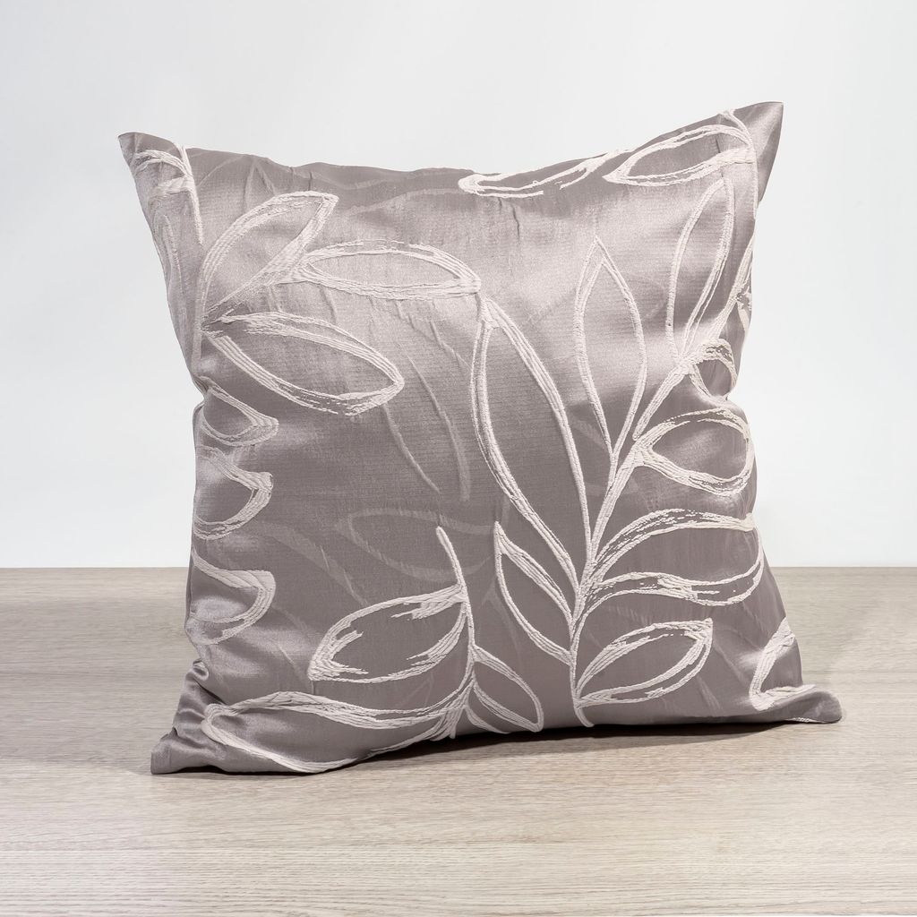 Kissen von Lysel - grau Blätterzweige Cabilao 38x38, reines Polyester Dekokissen