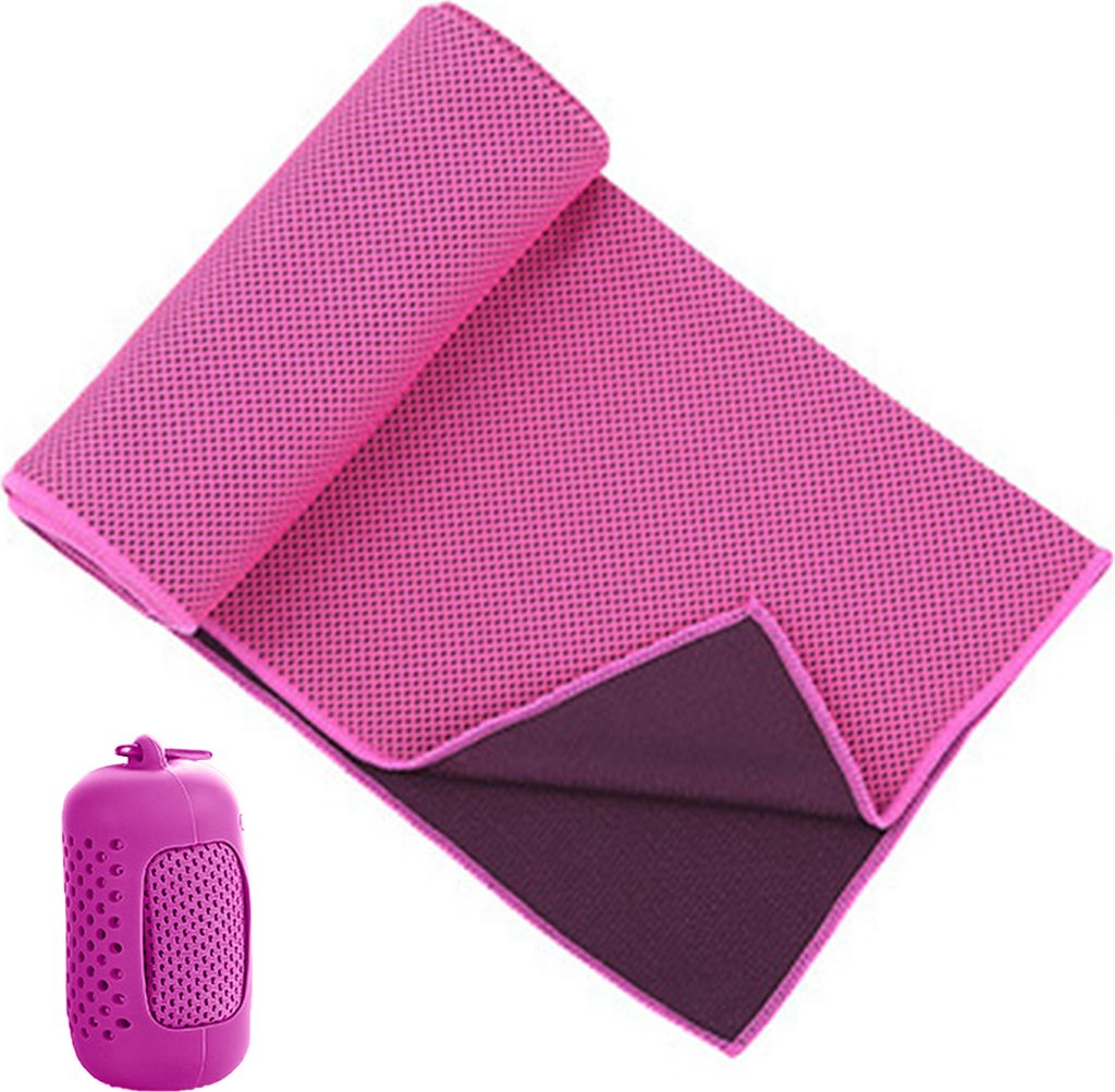 1 Set Ice Kühltuch tragbares Schnelltrocknen superabsorbierende Sommerkühltuch für Outdoor-Sportfitness-Rosenrot ,Größen:S