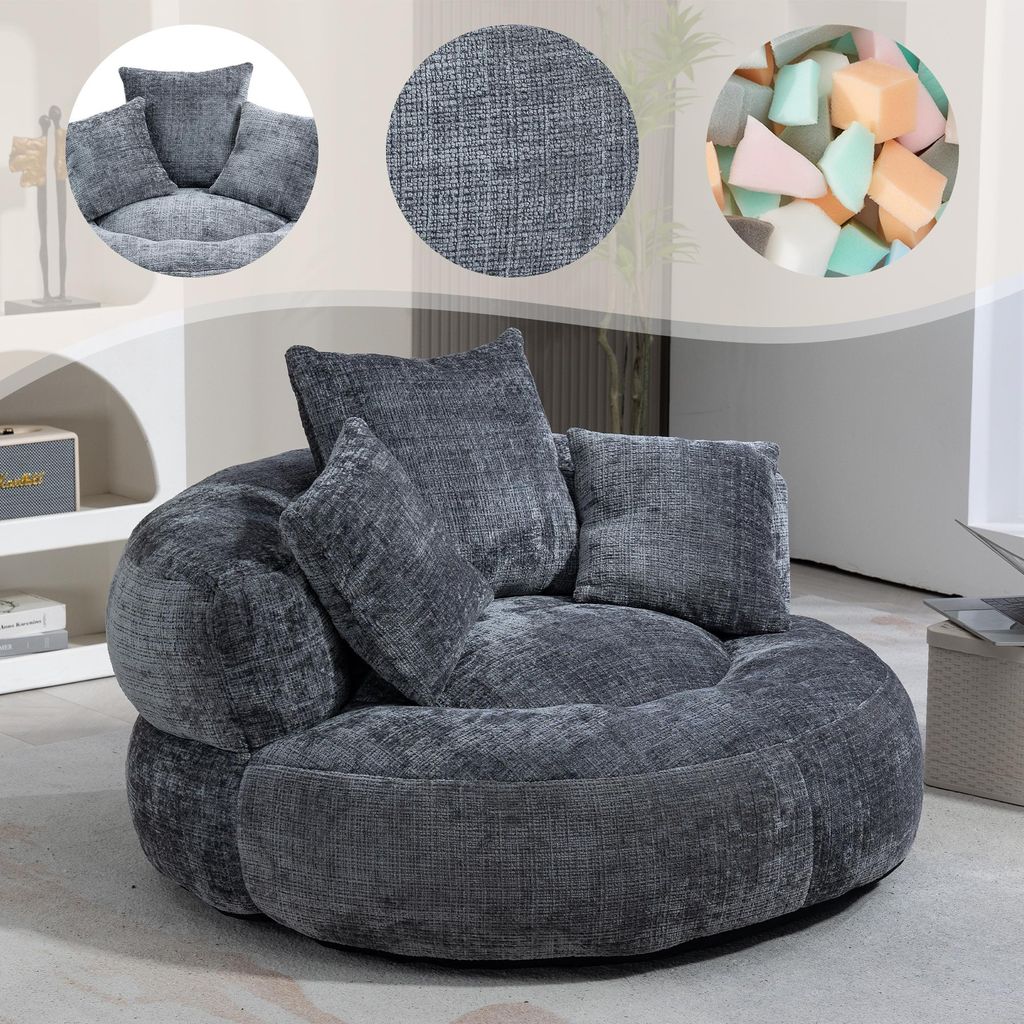 Sweiko Lazy Sofa Durable Komfort Lounger hohen Rücken Sitzsack Stuhl Couch mit drei Kissen für Erwachsene und Kinder, Indoor & Outdoor, Single Ga...
