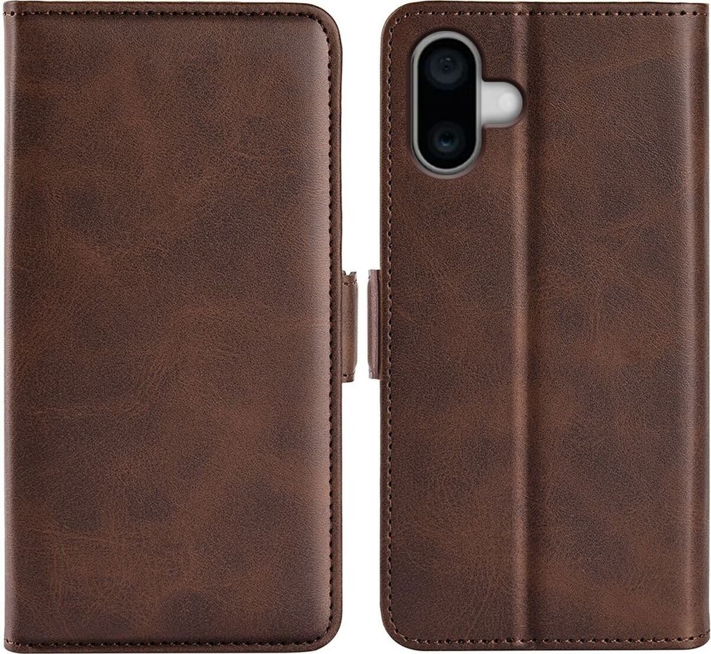 Mobigear Slim Magnet iPhone 16 Hülle Klapphülle Geldbörse - Braun