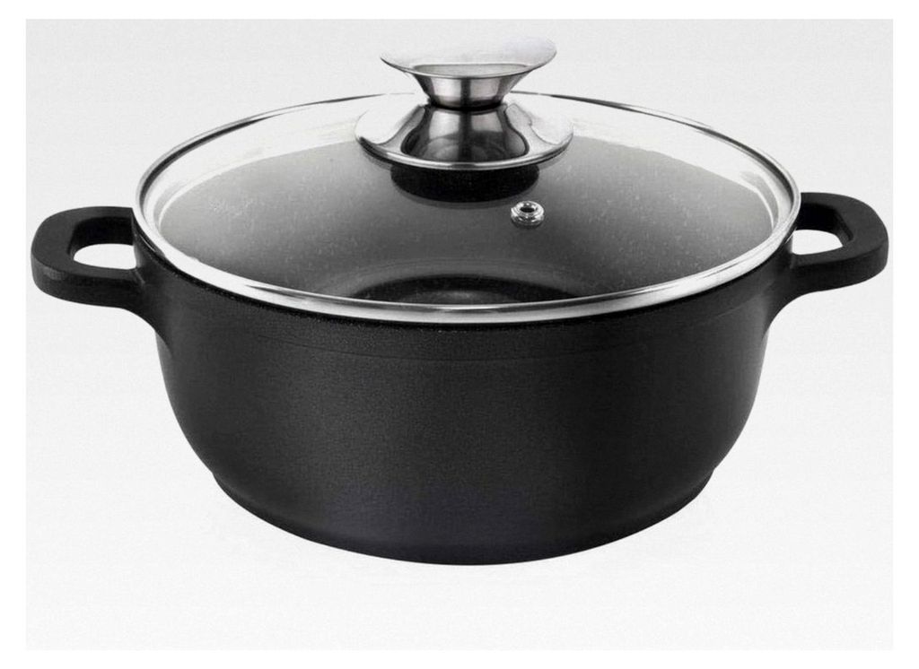 Aluguss Kochtopf mit Glasdeckel GRANIT 24 cm | 4 l Gas Induktion