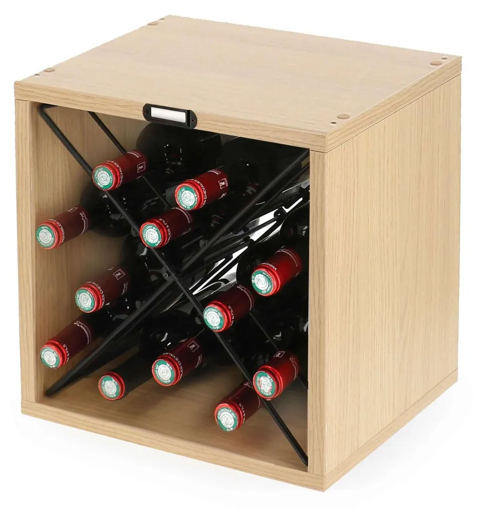 Support bouteilles en bois Mâcon robuste et compact - 12 emplacements
