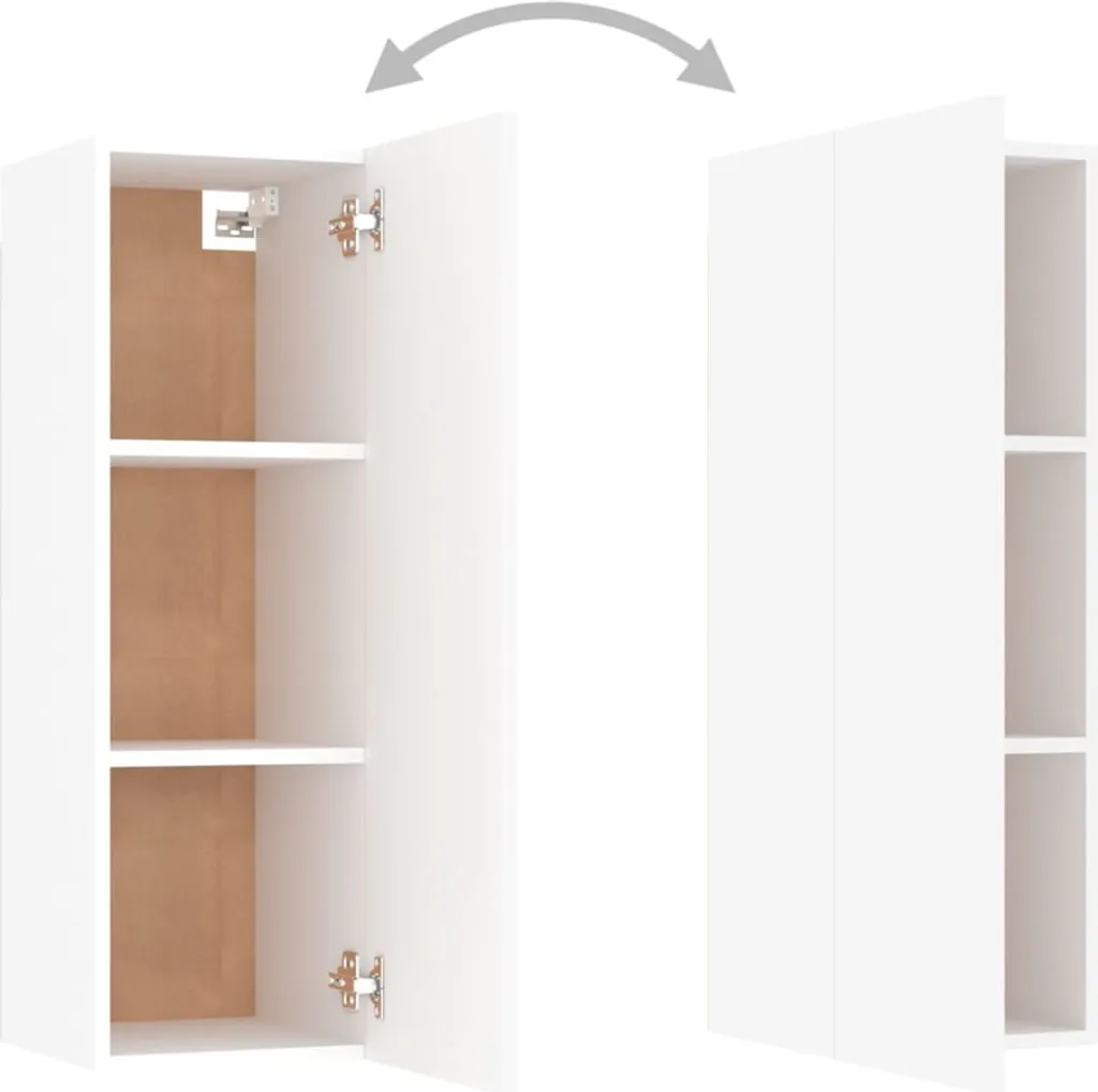 Ensemble meuble TV blanc 8 éléments en bois composite modulable - 8
