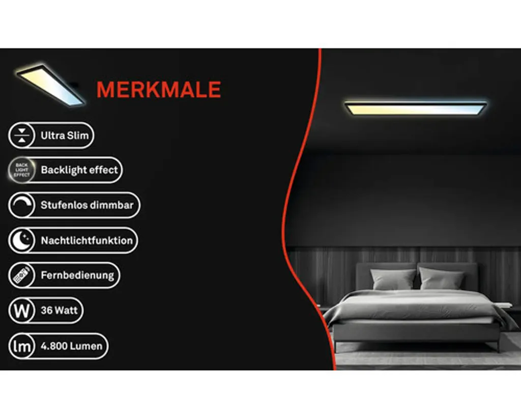 Plafonnier LED Variable 98cm Noir avec Effet Rétroéclairage et Télécommande - 9