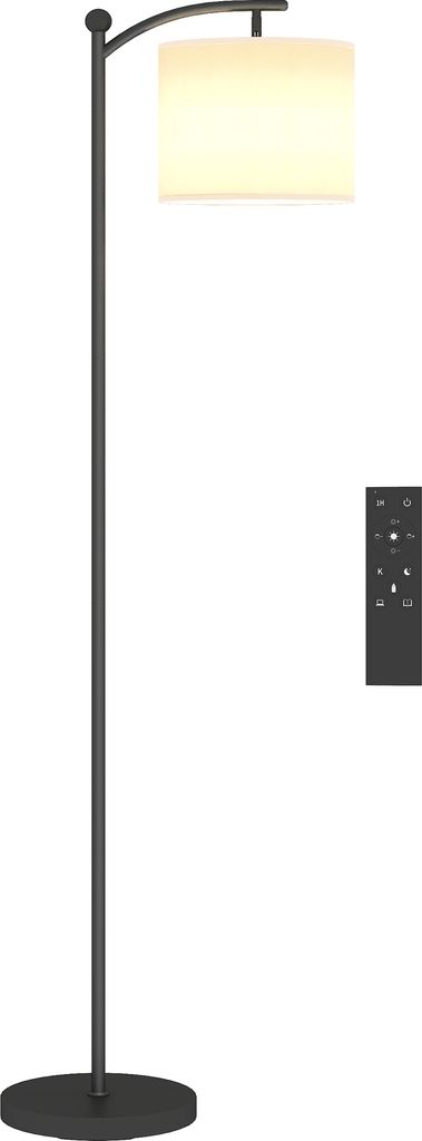 HOMCOM LED Stehlampe Stufenlos Dimmbar Stehleuchte mit Lampenschirm aus Stoff, Fußschalter, Standleuchte mit 11 einstellbaren Helligkeitsstufen