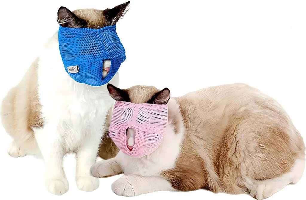 Muselière chat anti-morsure ajustable - Set de 2 - Doux et Respirant