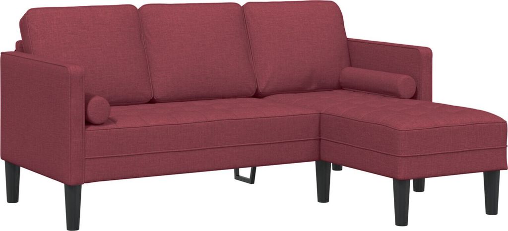 Möbel 3-Sitzer L-förmiges Sofa Weinrot 160 cm Stoff - Klassische Sofas 42001916