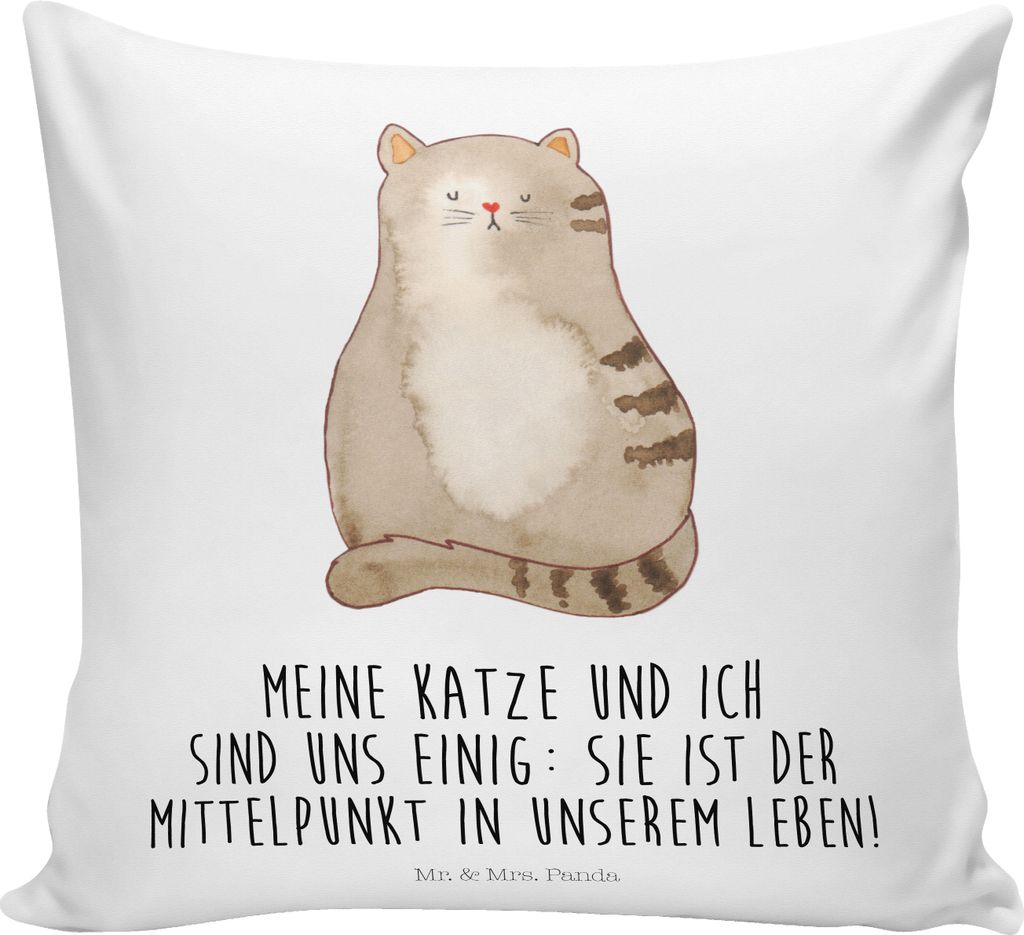 Mr. & Mrs. Panda kuschelkissen 40x40 Katze Sitzen - Weiß - Geschenk, Cats, Katzen, Polster, Zierkissen, Herz, Dekokissen, Sofakissen, Familie, kis...