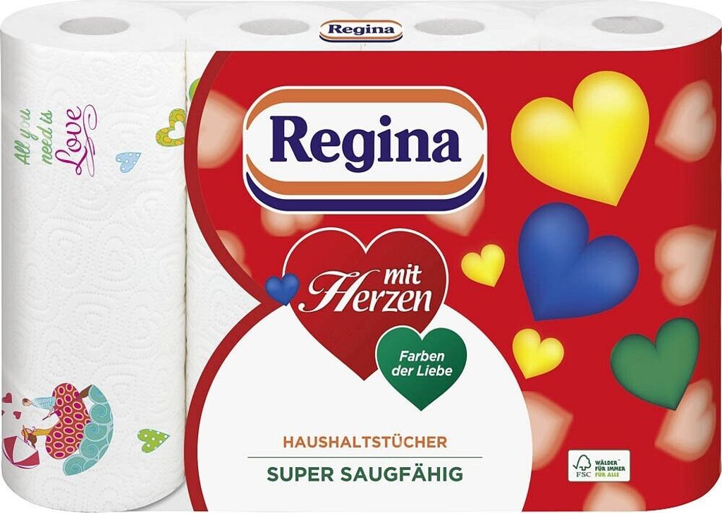 Regina  Regina Küchenrollen mit Herzen 3-lagig 4 Rollen Immagine del prodotto 