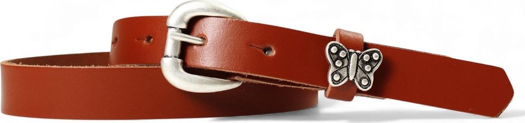 FRONHOFER süßer Kindergürtel mit silberner Schmetterling Niete, plastikfrei, 2 cm schmal