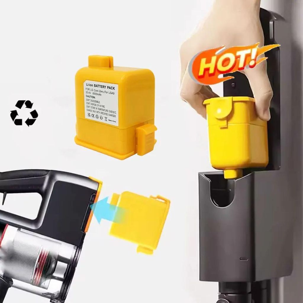 25,4V 6000mAh Staubsauger Akku - Ersatzakku für A9 A9S P9 Stielstaubsauger - Li-Ion 18650 - Hohe Kapazität - 1 Stück