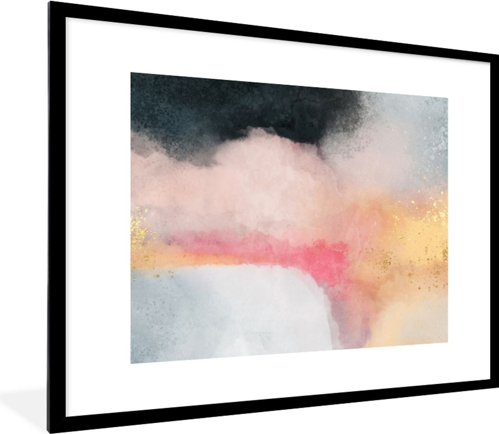 MuchoWow Gerahmtes Poster Malerei - Abstrakt - Design 80x60 cm - Poster mit Schwarzem Bilderrahmen Wandposter Rahmen Foto Bilder - Schlafzimmer-D...