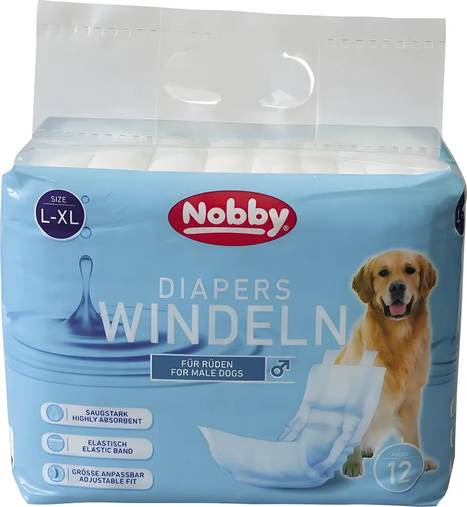 Nobby Pannolini per Cani Maschi 60-80cm L-XL | 12 Pezzi Super Comfort