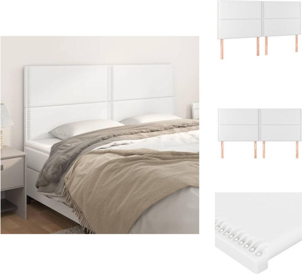 vidaXL Kopfteile 4 Stk. Weiß 100x5x78/88 cm Kunstleder - Kopf- & Fußenden