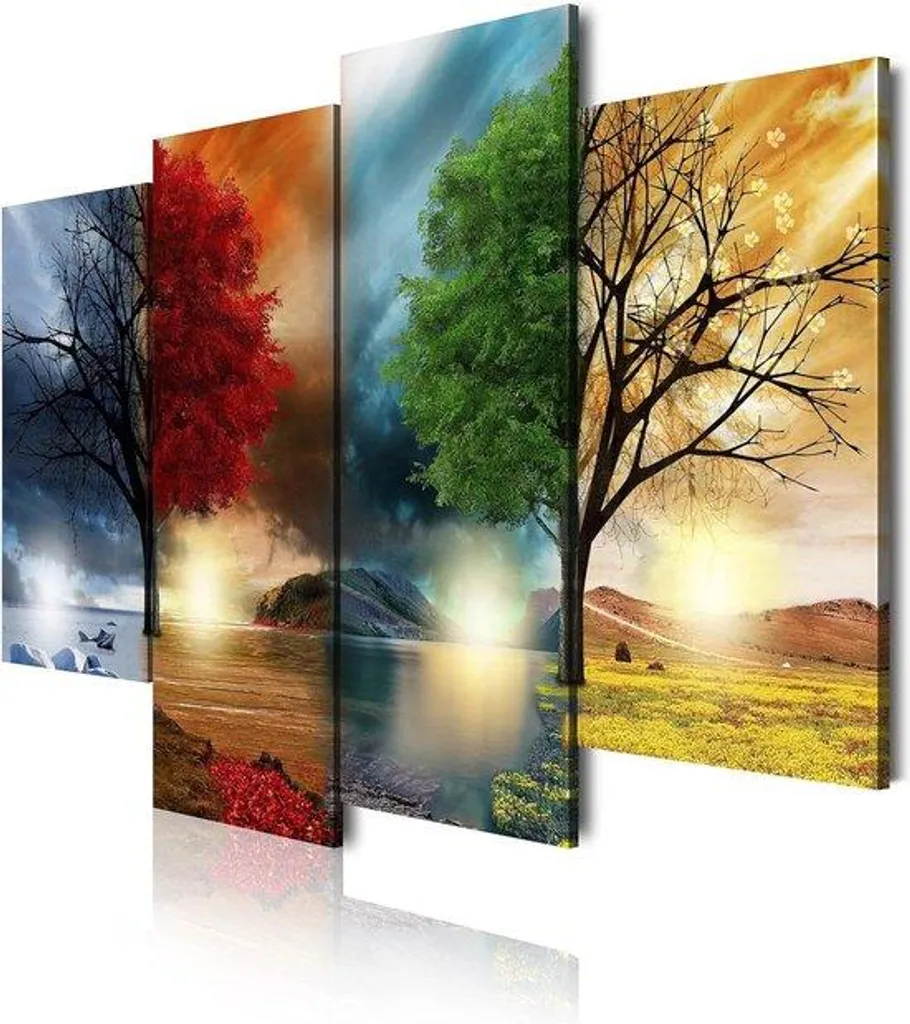 Tableau Nature 4 Saisons 120x90 cm - Toile haute définition sur bois massif