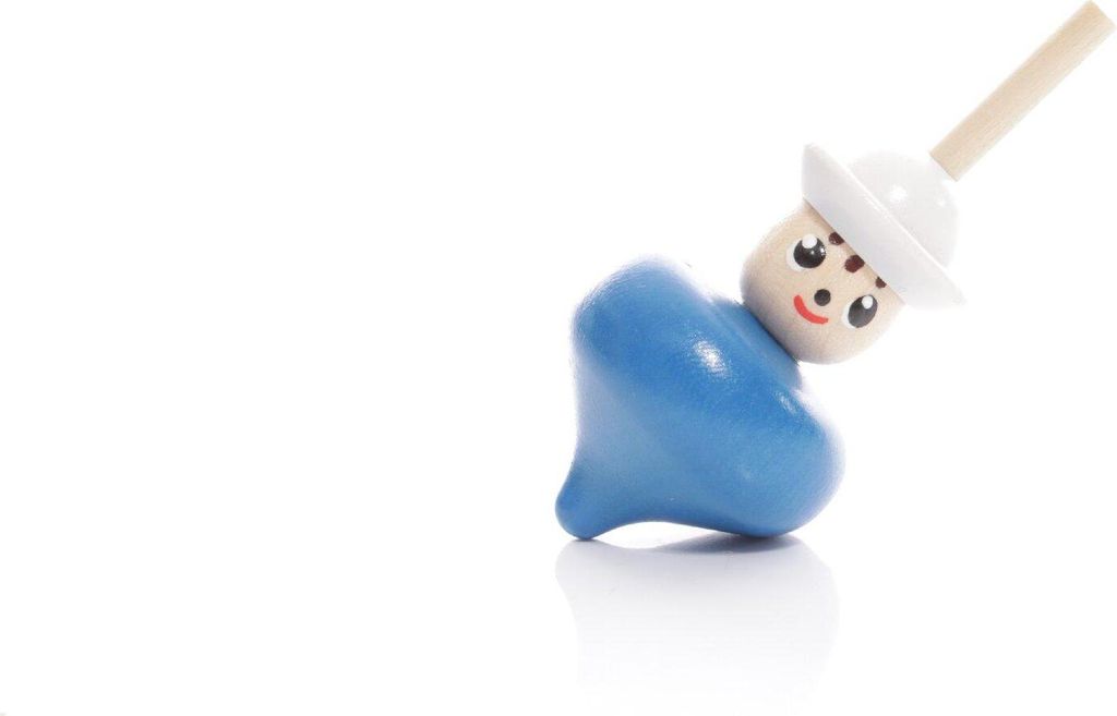 Holzspielzeug Tischkreisel mit Zylinder blau Höhe=6cm NEU