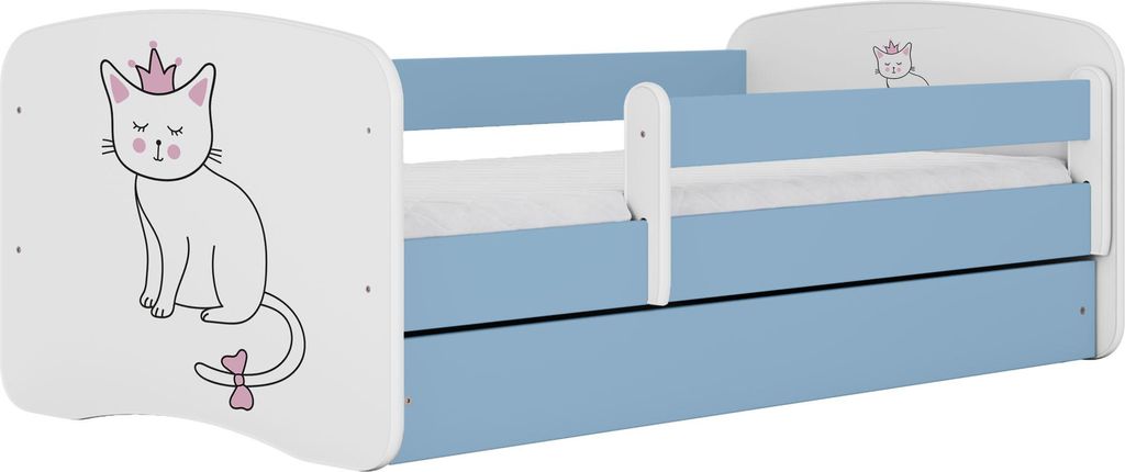 Kinderbett Blau 70x140 80x160 80x180 cm – mit Matratze, Rausfallschutz und Schublade – Jugendbett für Jungen und Mädchen – Stabil und Siche...