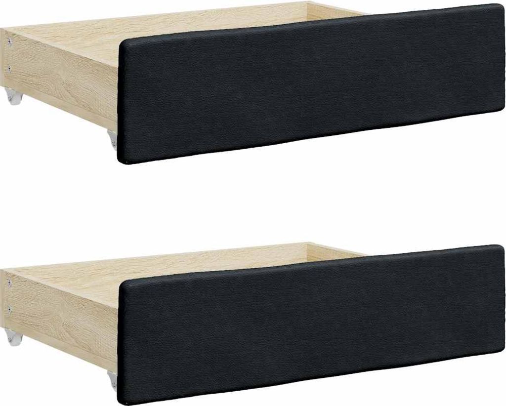 vidaXL Bettschubladen 2 Stk. Schwarz Holzwerkstoff und Kunstleder