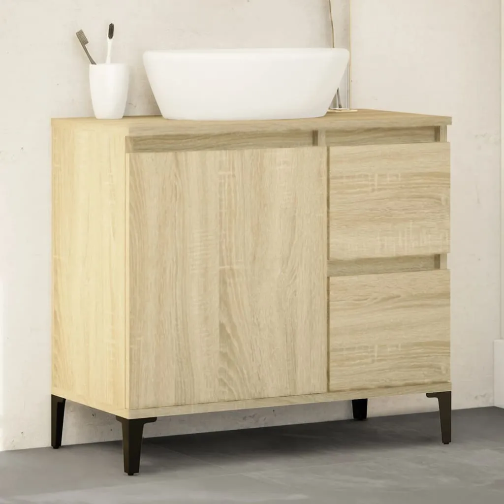 Armoire de Salle de Bain Gain de Place Chêne Sonoma 65x33x60 cm ZMH