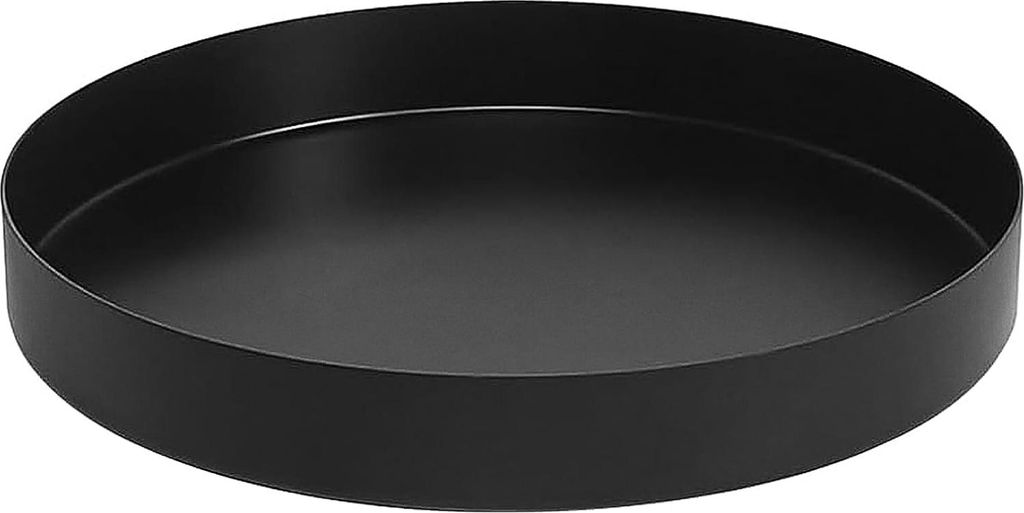 Deko Tablett Schwarz Rund | Rundes Serviertablett Schwarz Matt Design Dekoteller und Dekotablett aus Metall fš¹r Adventskranz Teller (? 20 cm)