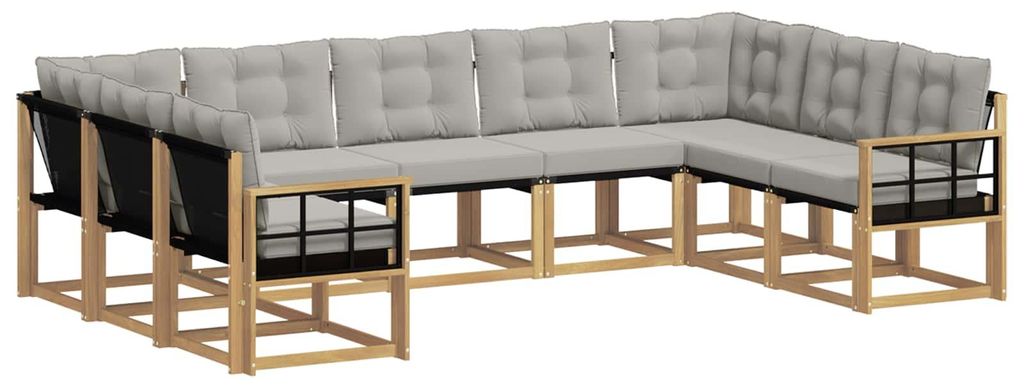 vidaXL Outdoor-Sofagarnitur mit Kissen 9 pcs Weiß und Hellgrau