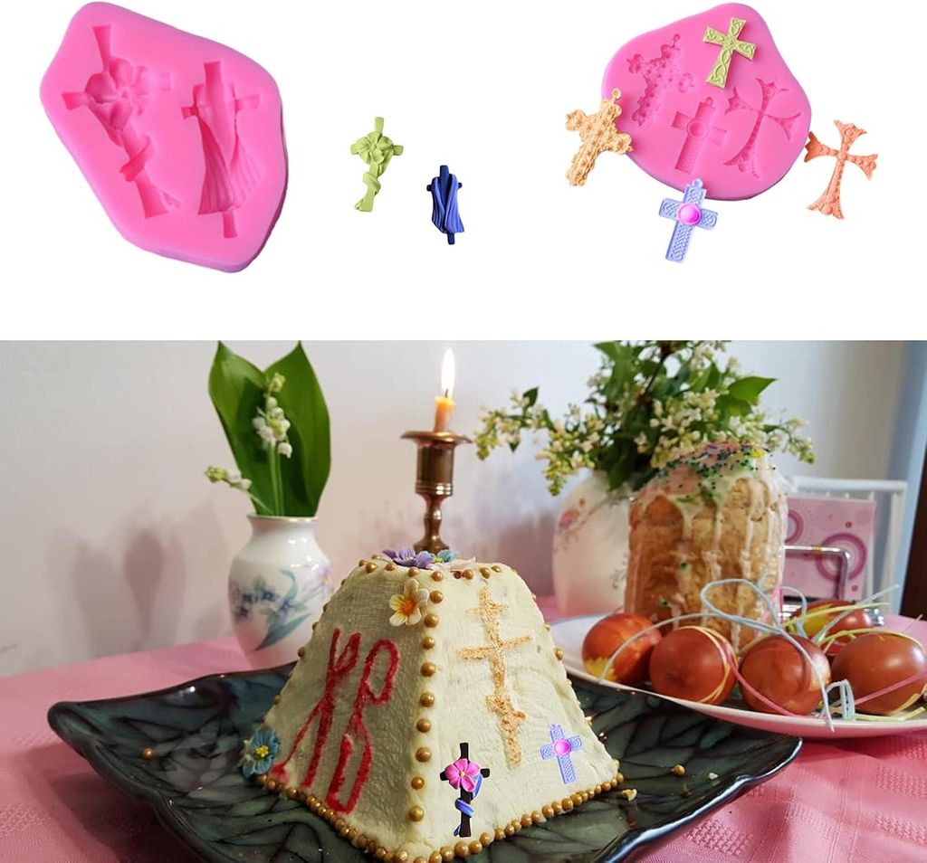 Kreuzform Kuchen Silikonformen DIY Fondant Backformen Tortendekoration - Set von 5
