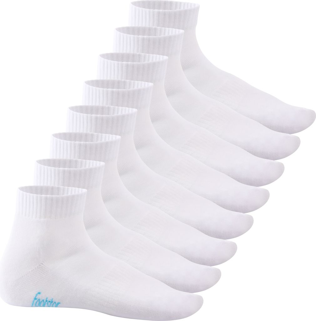 Footstar EVERYDAY! Damen & Herren Kurzschaft Socken mit Frottee-Sohle (8 Paar) - Weiß 39-42