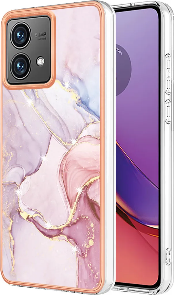 Custodia Motorola G84 TPU Antiurto: Cover Marmo e Oro Rosa Slim Fit