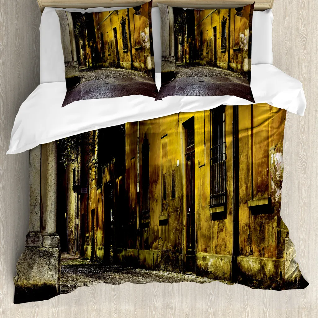 Housse de couette ABAKUHAUS Dark City, 155x220 cm + taies, anti-acariens