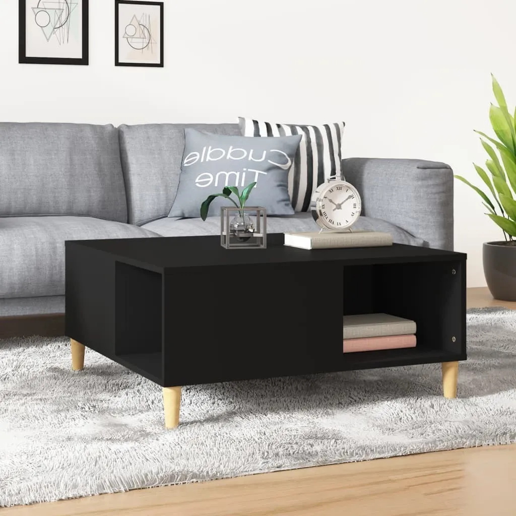 Mobili Tavolino nero 80x80x36,5 cm in legno - Tavolo soggiorno 821093
