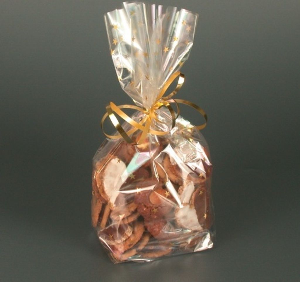 Papstar Bodenbeutel goldene Sterne 27 x 18 x 7cm 10 Stück 12577