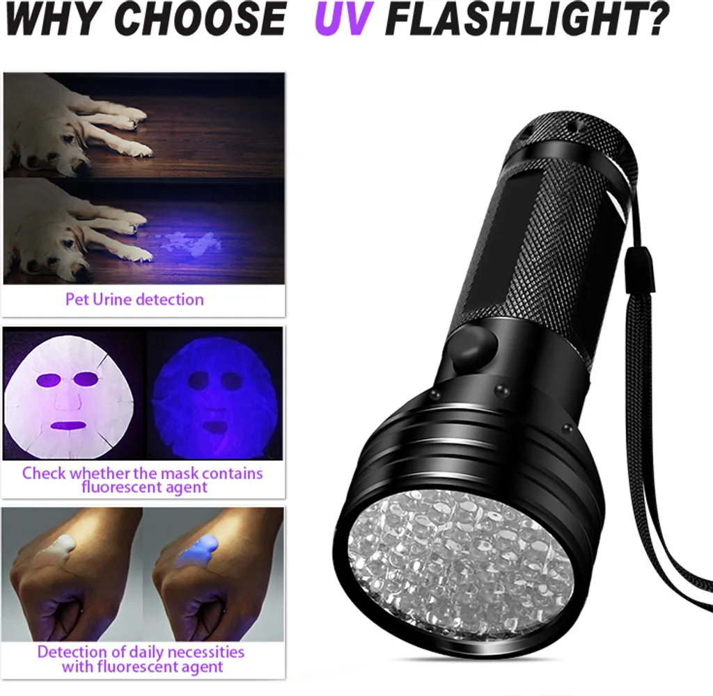 INF Torcia UV con 51 perline LED 395nm impermeabile - 2