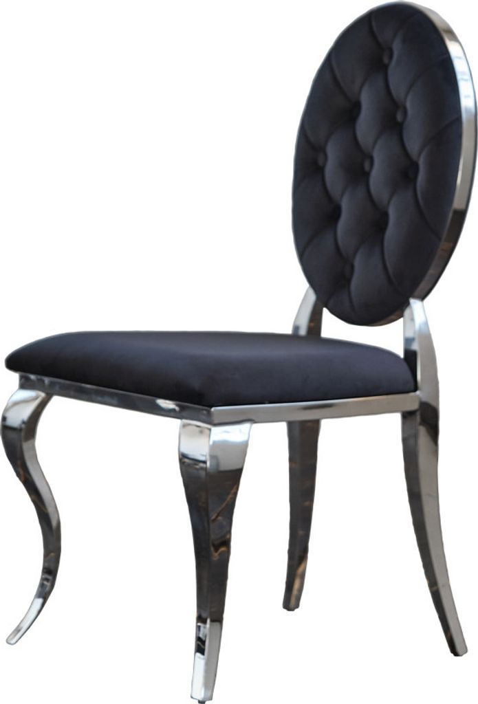 KAWOLA Stuhl LINDA Esszimmerstuhl Barock Velvet schwarz Produktbild 